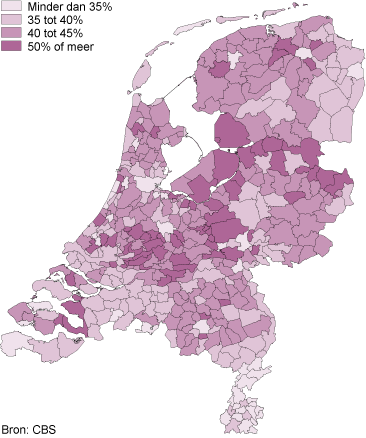 Groene druk per gemeente in Nederland, 2011